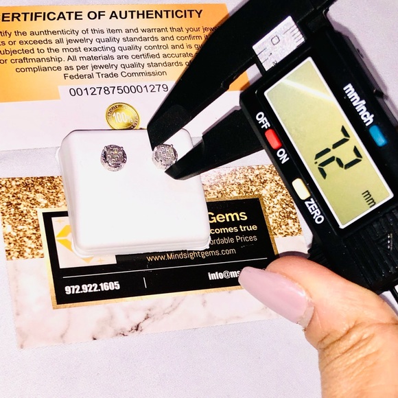 Real diamond earrings, 100% natural genuine authentic diamonds, Not CZ not fake - Picture 3 of 6